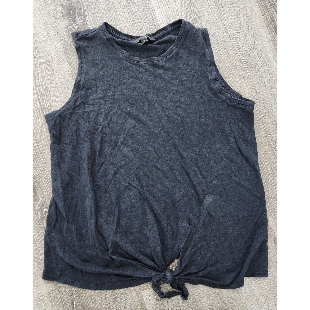Banana Republic Womens Black 100% Linen Front Tie Knot Sleeveless Tank Top M
